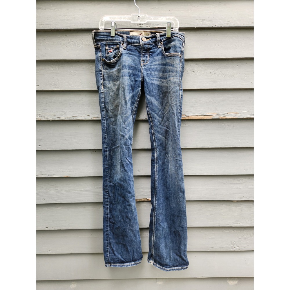 Y2K Hollister Venice Boot Jeans Blue Low Rise Whiskered Bootcut W25 L31